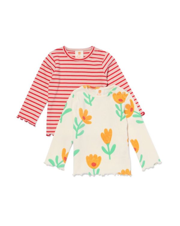 babyshirts rib - 2 stuks lichtroze
